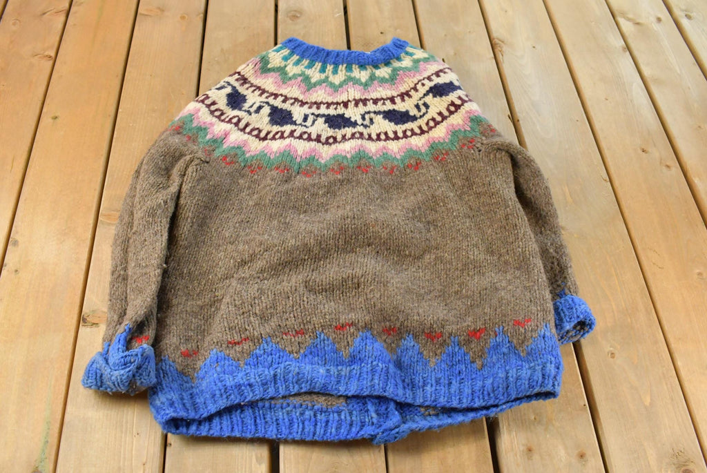 Vintage 1980s Rainbow Crafts Wool Hand Knit Cardigan Sweater Women's L