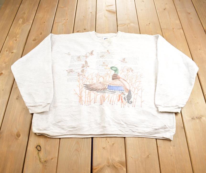 Vintage 1990s Duck Theme Outdoorsman Crewneck Sweatshirt Made In USA