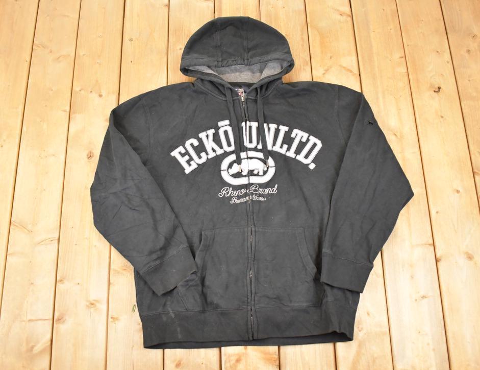 Vintage Y2K Ecko Unltd Zip Up Embroidered Hoodie Sweatshirt Mens XL