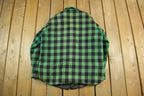 Vintage 1980s LL Bean Plaid Wool Button Up Shirt Jacket Men's Large