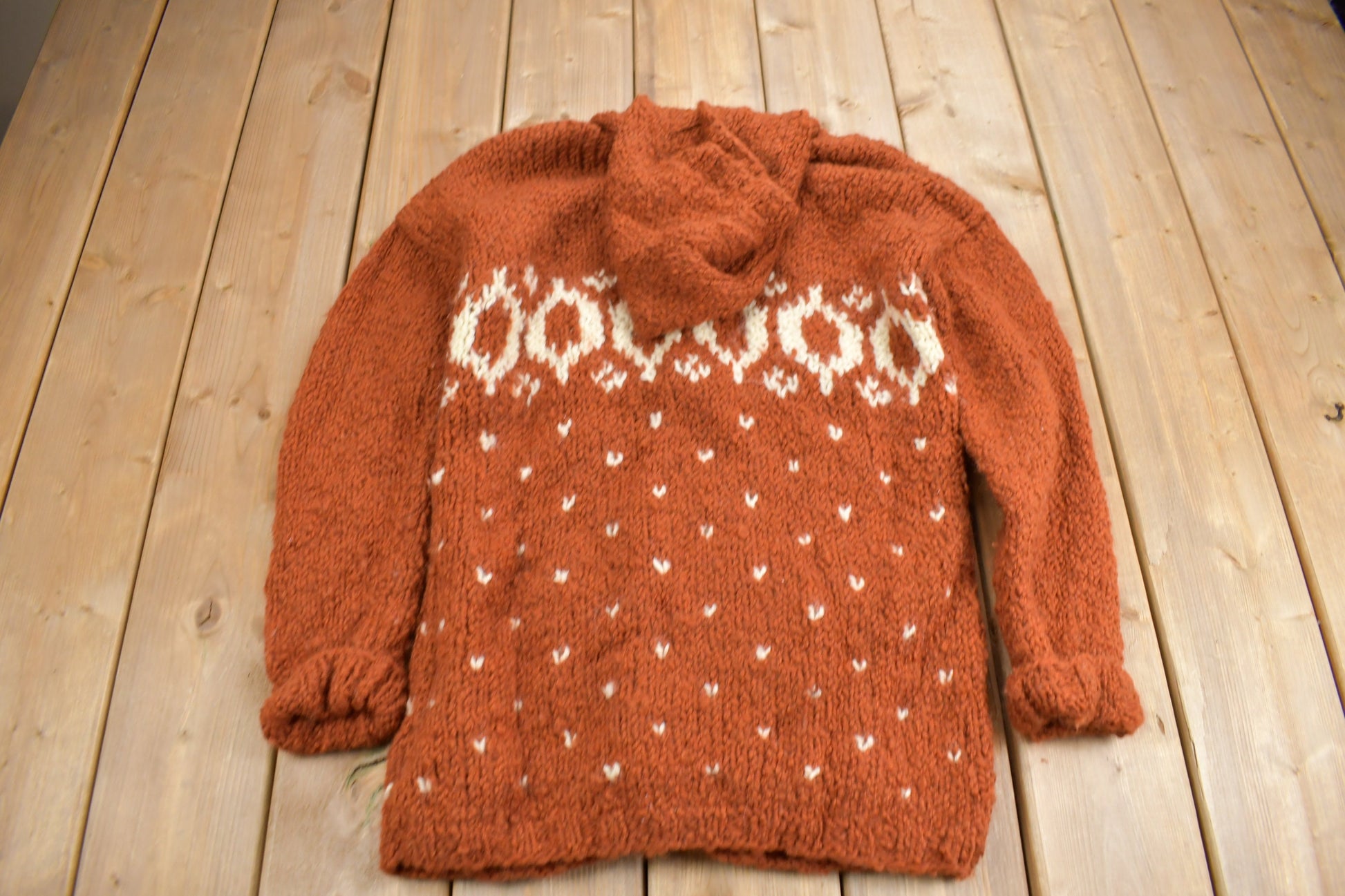 Vintage 1970s Knit Hooded Sweater True Vintage