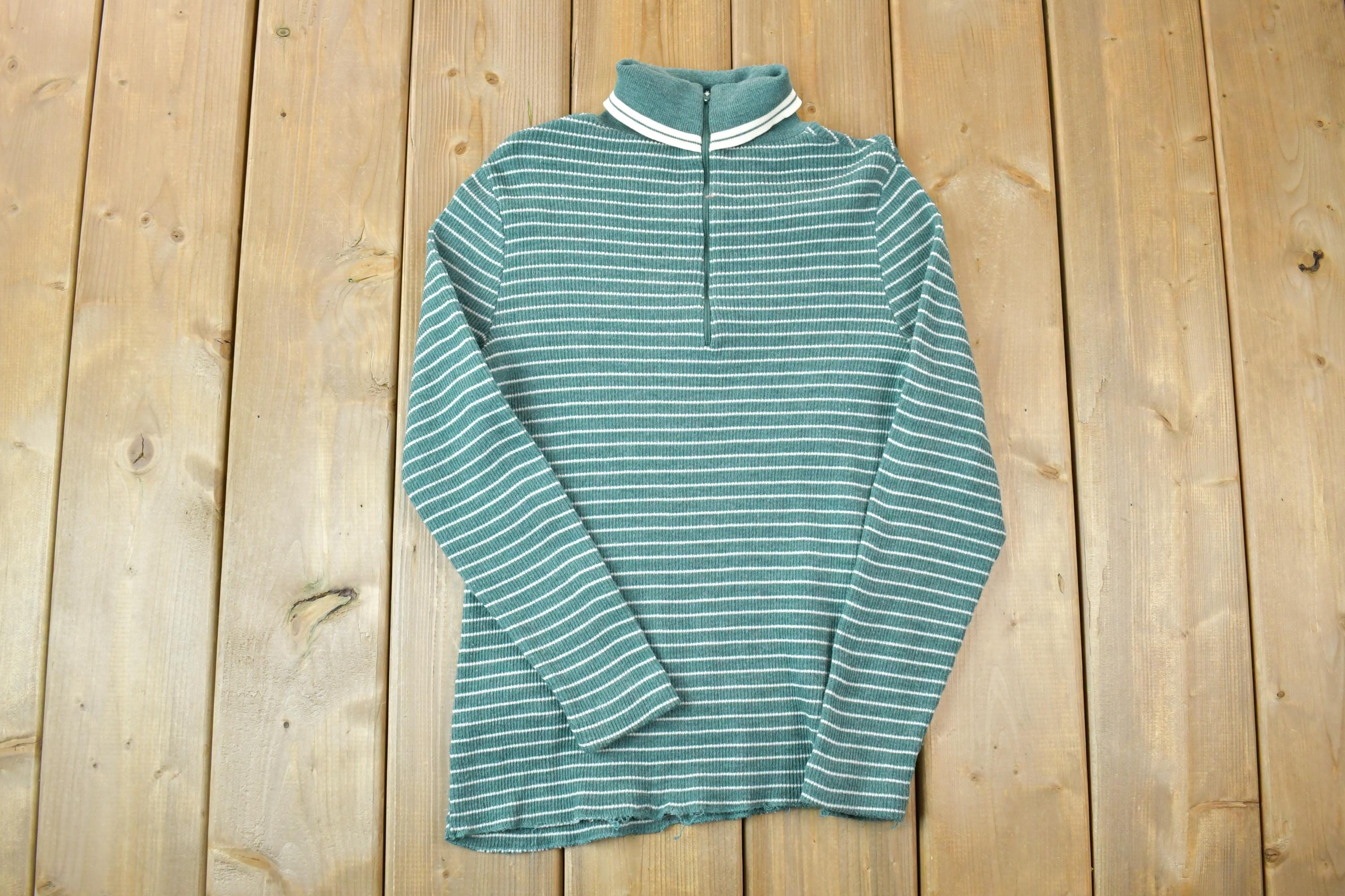 Vintage 1990s Knit Turtleneck Quarter Zip Sweater / 90s Crewneck / Made In USA / Preppy