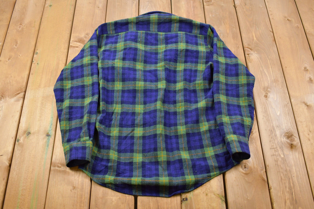 Vintage 1990s St. Johns Bay 100% Virgin Wool Lined Plaid Button Up Shirt