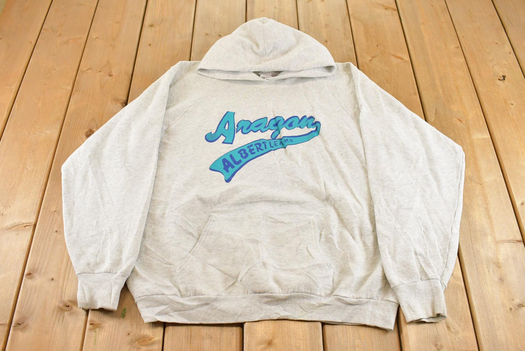 Vintage 1990s Aragon Collegiate Hoodie Sweatshirt Men's XL / NCAA College Spellout / 90s Heavyweight Collegiate Sweater