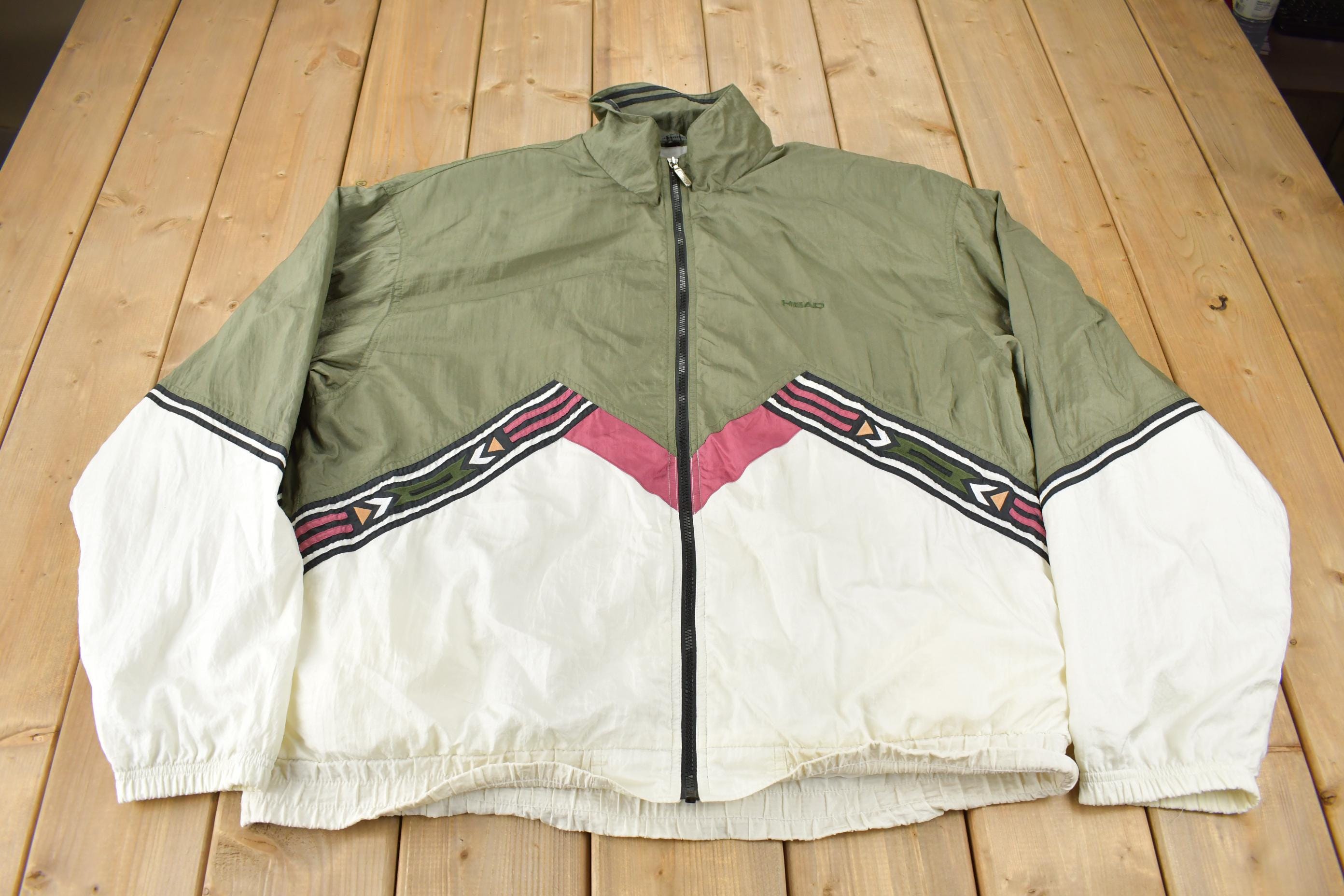 Vintage 1990s Head Color Block Windbreaker Jacket Size XL