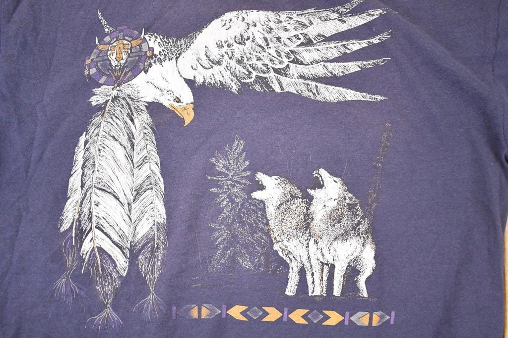 Vintage 1990s Outdoorsman Howling Wolves Eagle Souvenir T-Shirt Men's XL