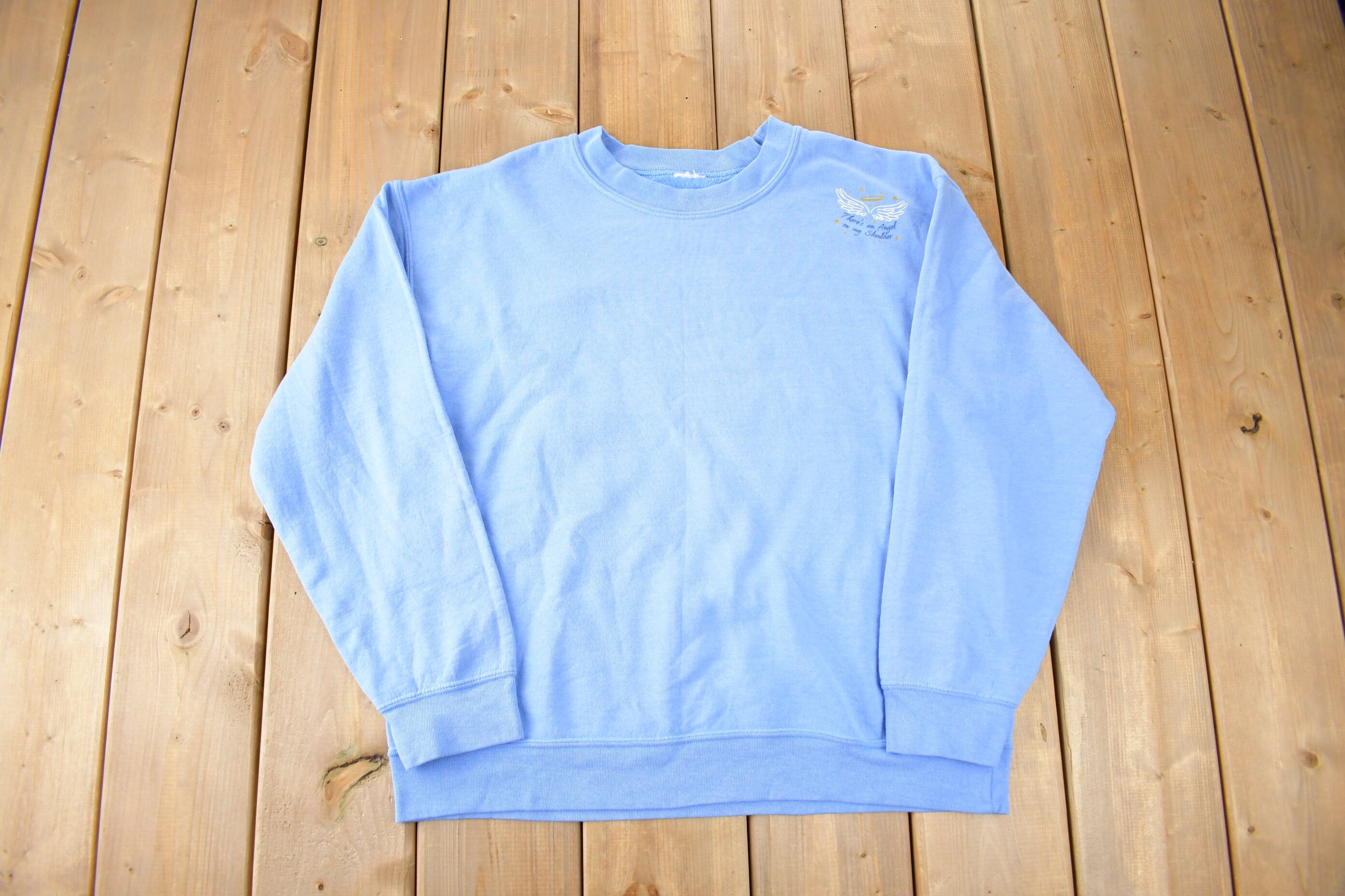 Vintage 1990s Angel On My Shoulder Embroidered Crewneck Sweatshirt