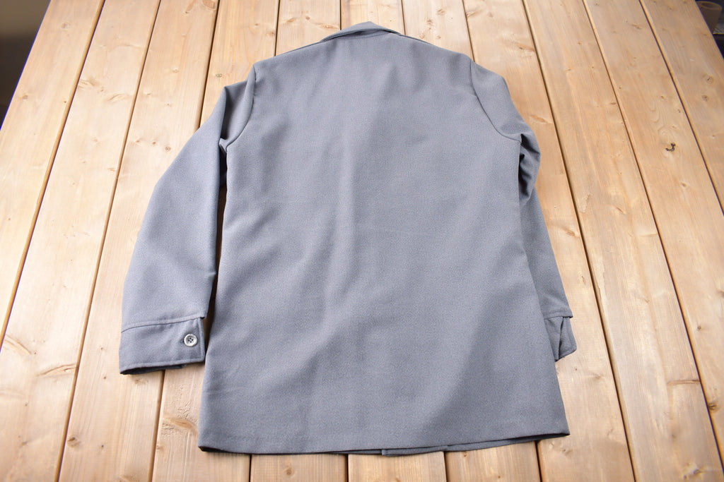 Vintage 1970s Levi's Panatela Tops Grey Western Style Button Up Shirt Made in USA Size L