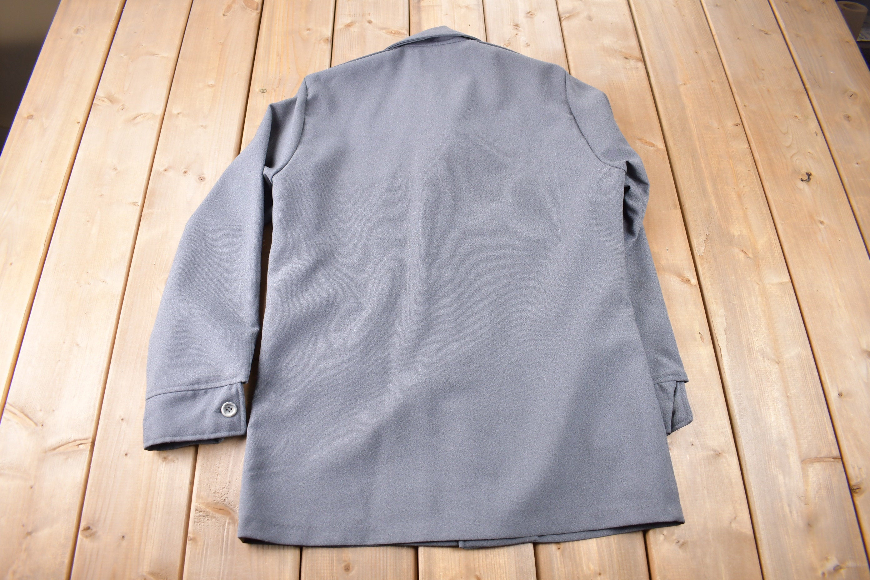 Vintage 1970s Levi's Panatela Tops Grey Western Style Button Up Shirt Made in USA Size L