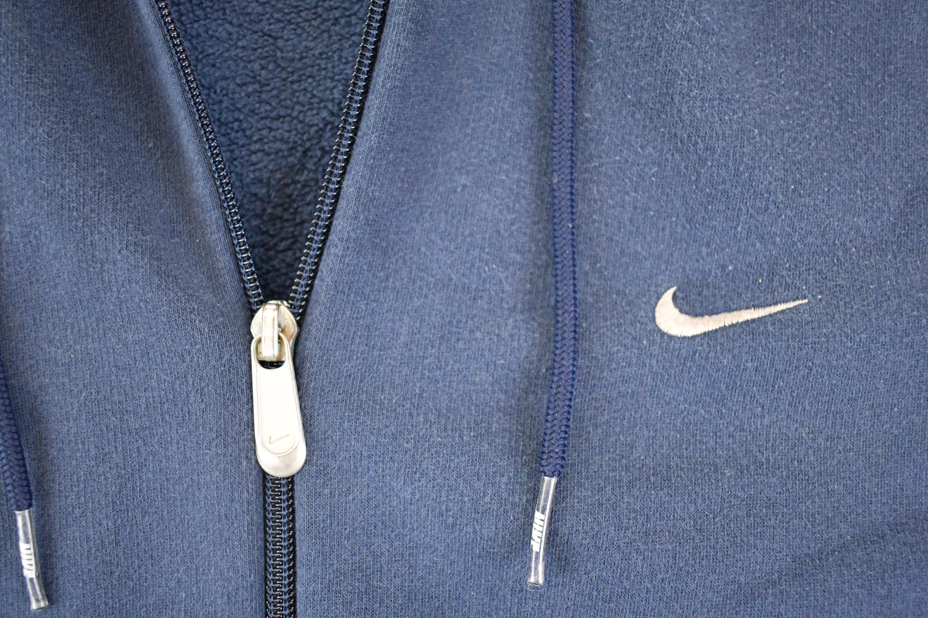 Vintage Y2K Nike Hoodie Full Zip Sweatshirt Men's XL / Swoosh Logo / Minimalist / Made in USA / 90s Nike Sweater