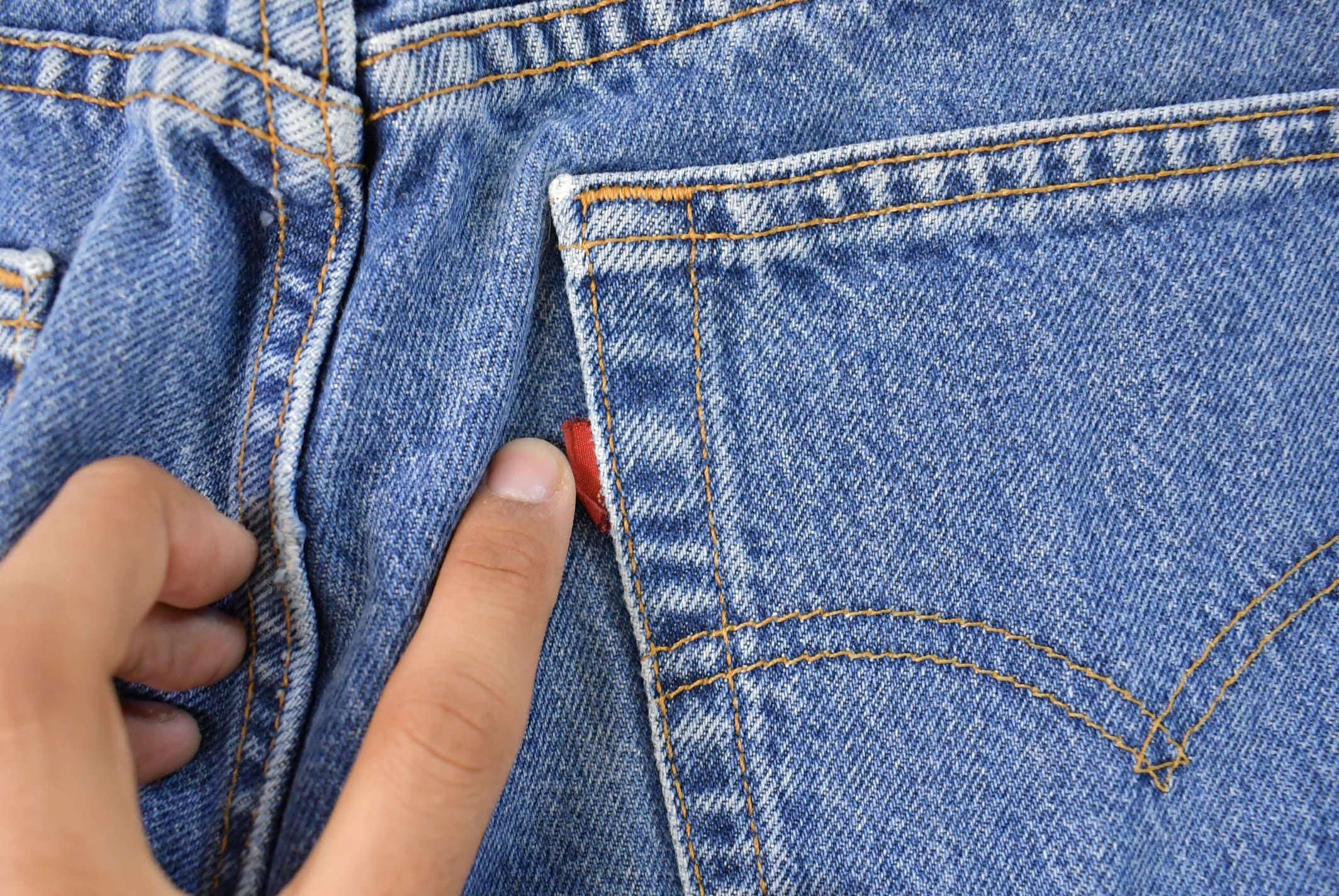 Vintage 1990s Levi's 551 Relaxed Tapered Fit Denim Jeans Women's 33 x 30 / Distressed Jeans / Made in USA