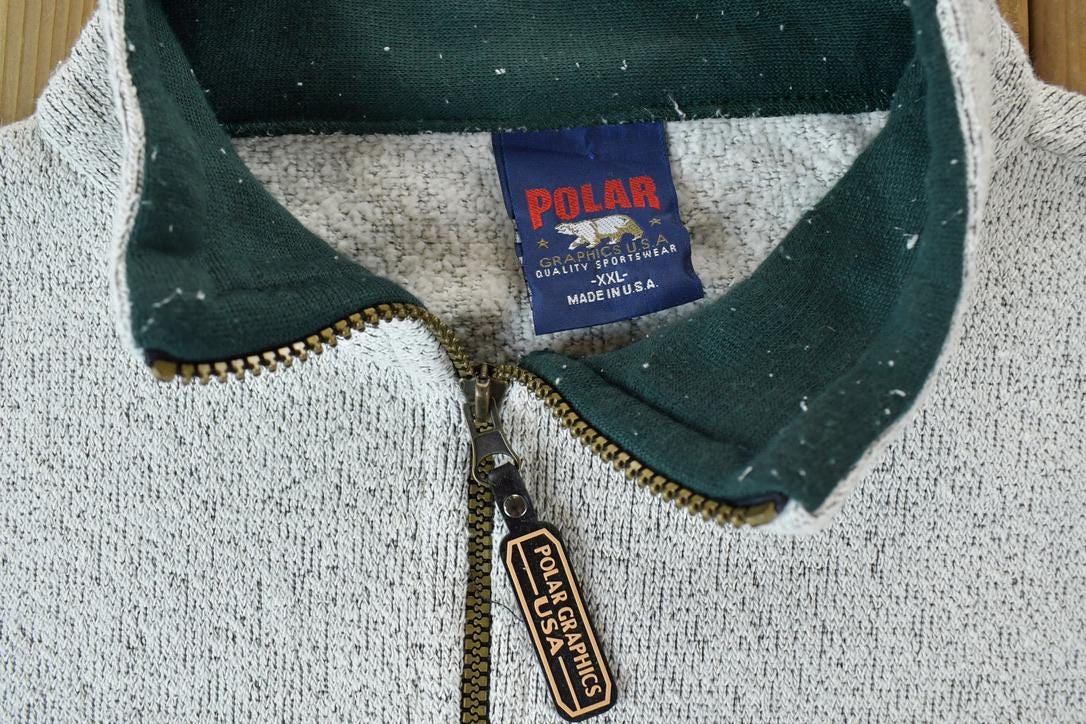 Vintage 1990s Alaska Quarter Zip Crewneck Sweatshirt Made In USA