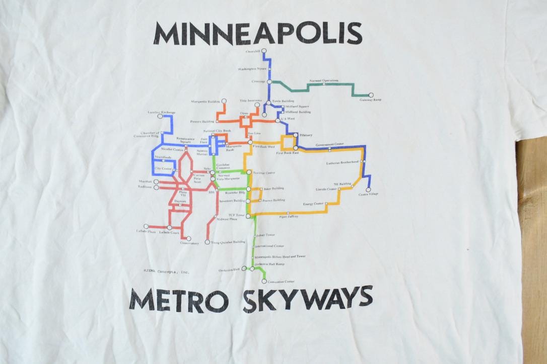 Vintage 1990s Minneapolis Metro Skyways Single Stitch T-Shirt
