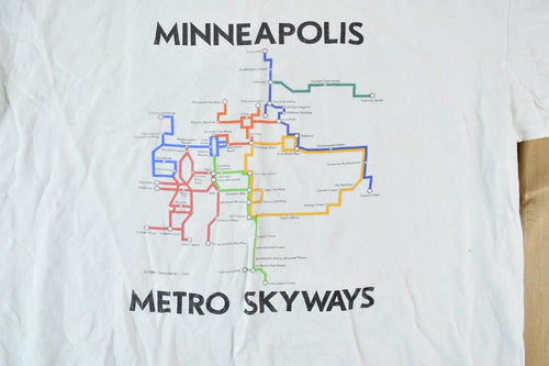 Vintage 1990s Minneapolis Metro Skyways Single Stitch T-Shirt / 90s Vintage Transit Map Souvenir Tee / Rare Vacation Tee / Made In USA