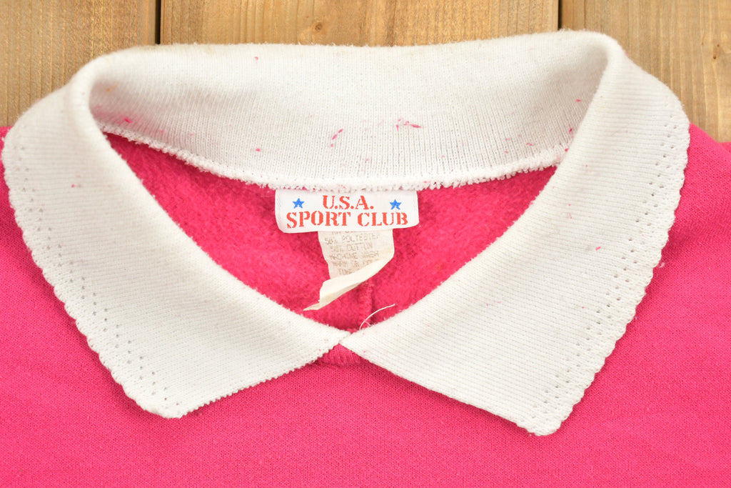 1990 Vintage Floral Neon Sunflower Pink Double Collar Crewneck