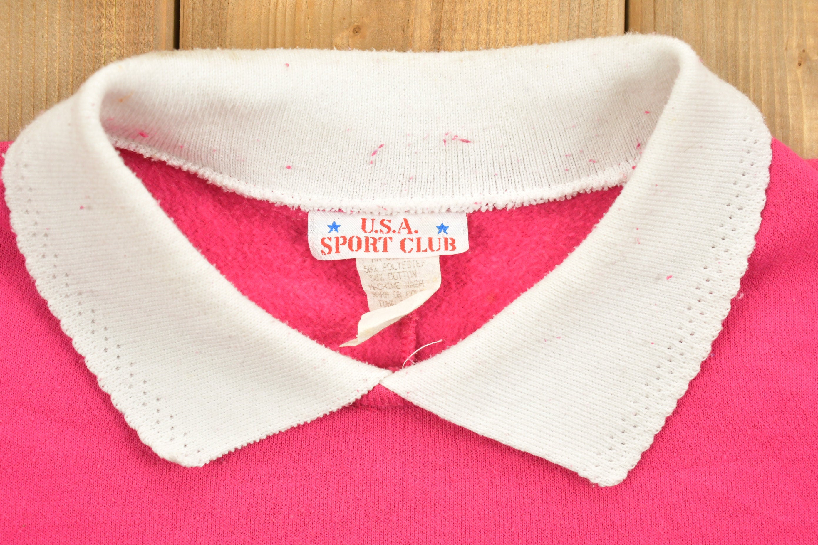 1990 Vintage Floral Neon Sunflower Pink Double Collar Crewneck