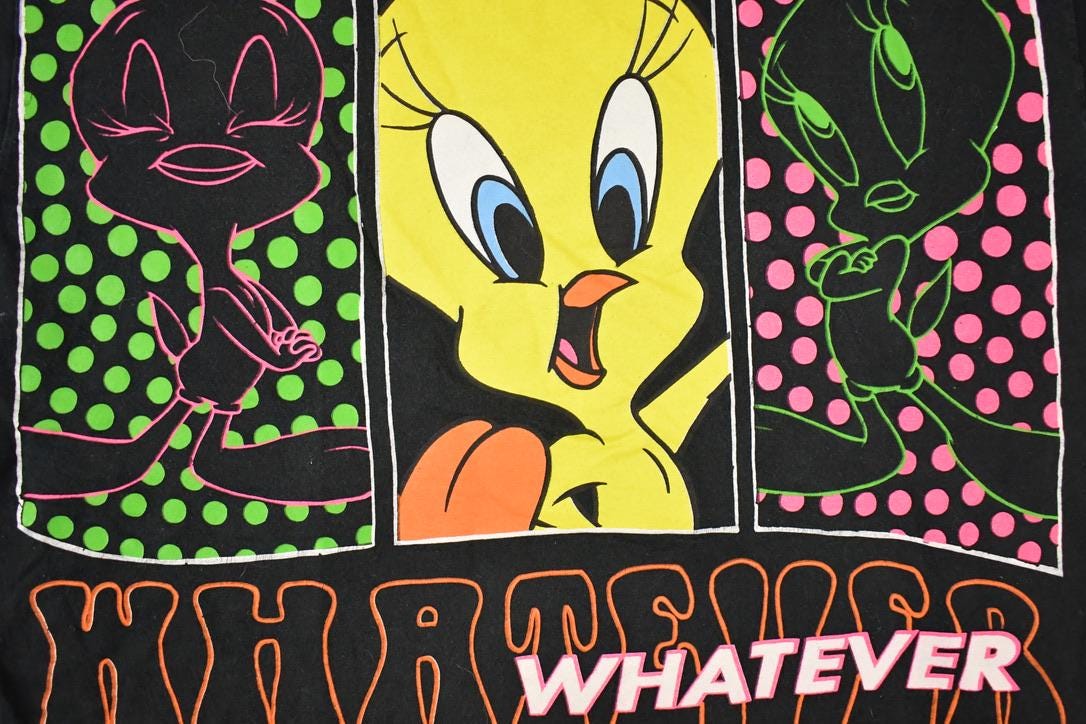 Vintage 1990s Looney Tunes Tweety Bird My Opinion Souvenir T-Shirt Women's XL