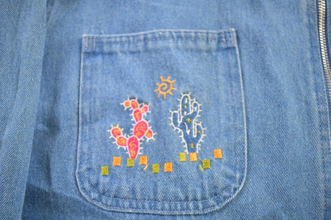 Vintage 1980s Passion 1 Embroidered Denim Jacket