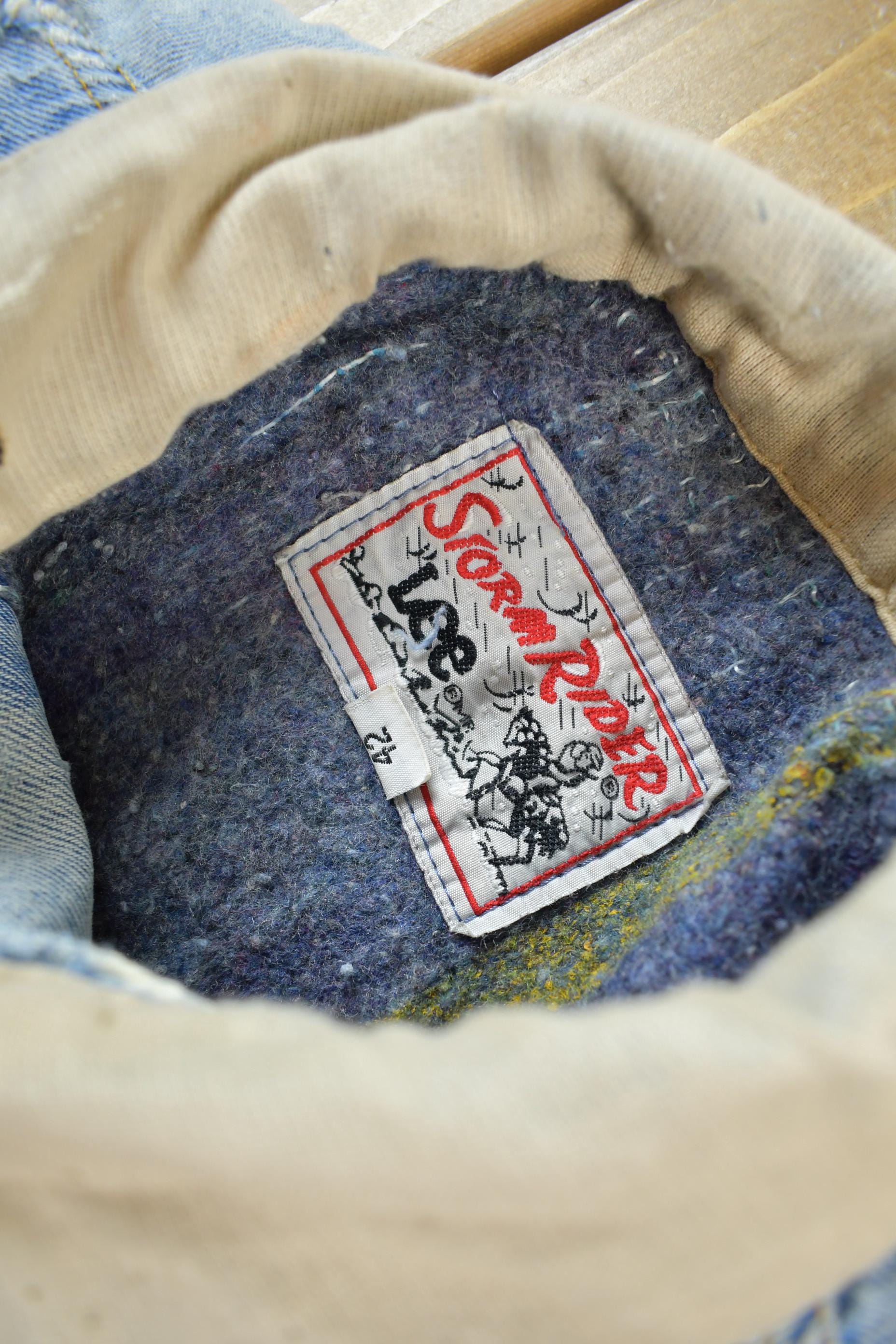 Vintage 1980s THRASHED Lee Storm Rider Blanket Lined Jean Jacket