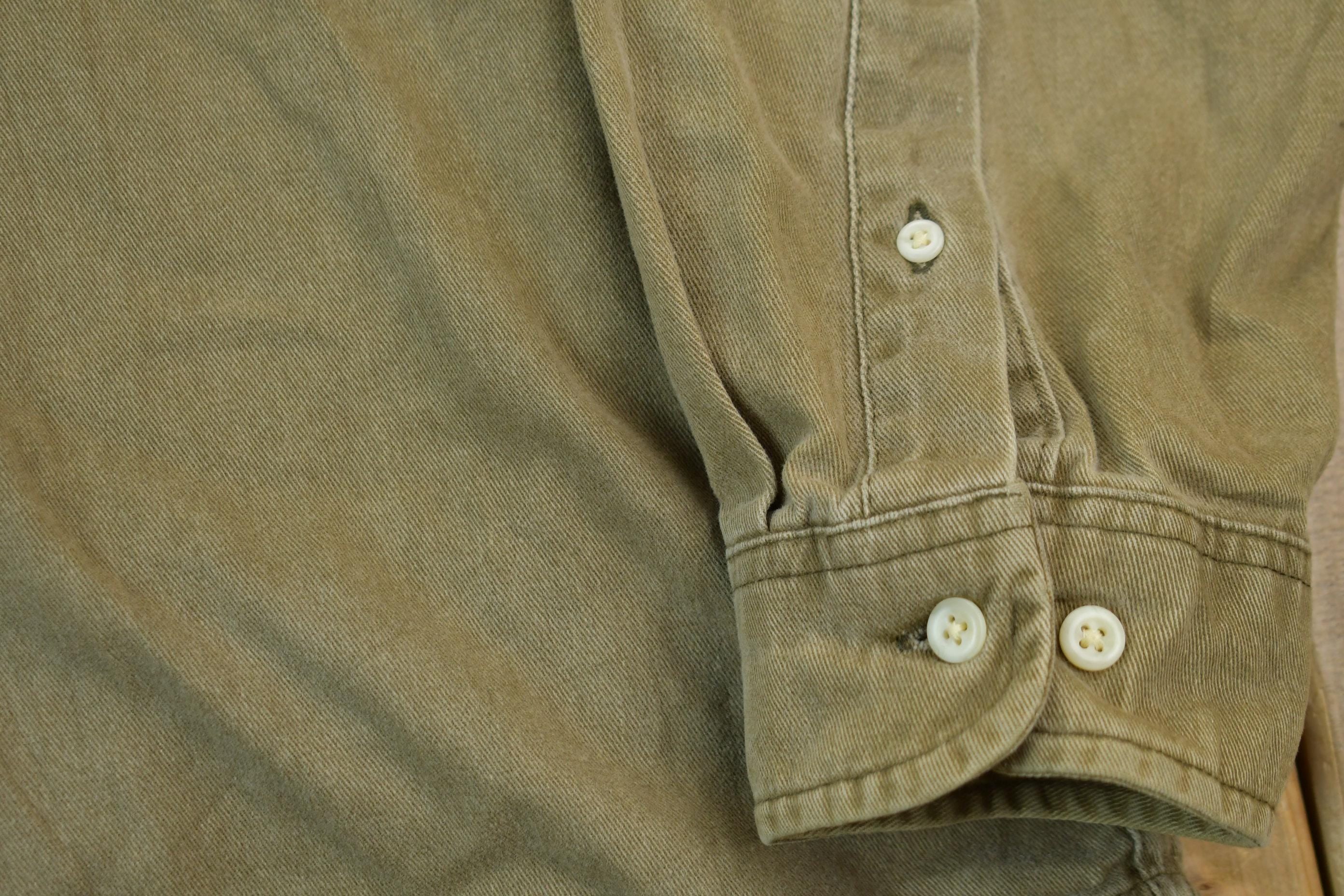 Vintage 1990s Eddie Bower Olive Western Style Button Up Rodeo Shirt
