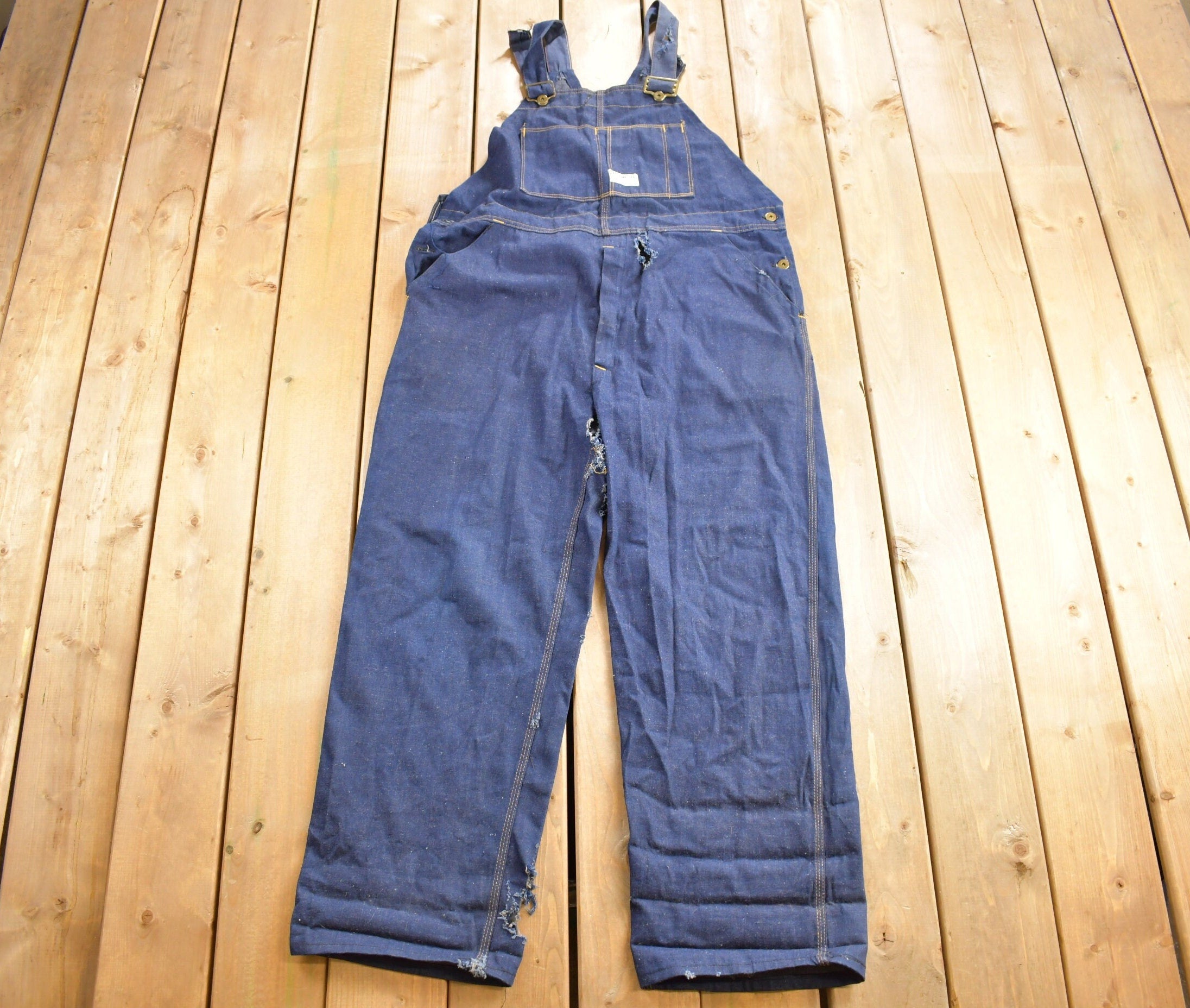 Vintage 1990s Wearmaster Simpsons-Sears Denim Jean Overalls Size 42 x 30
