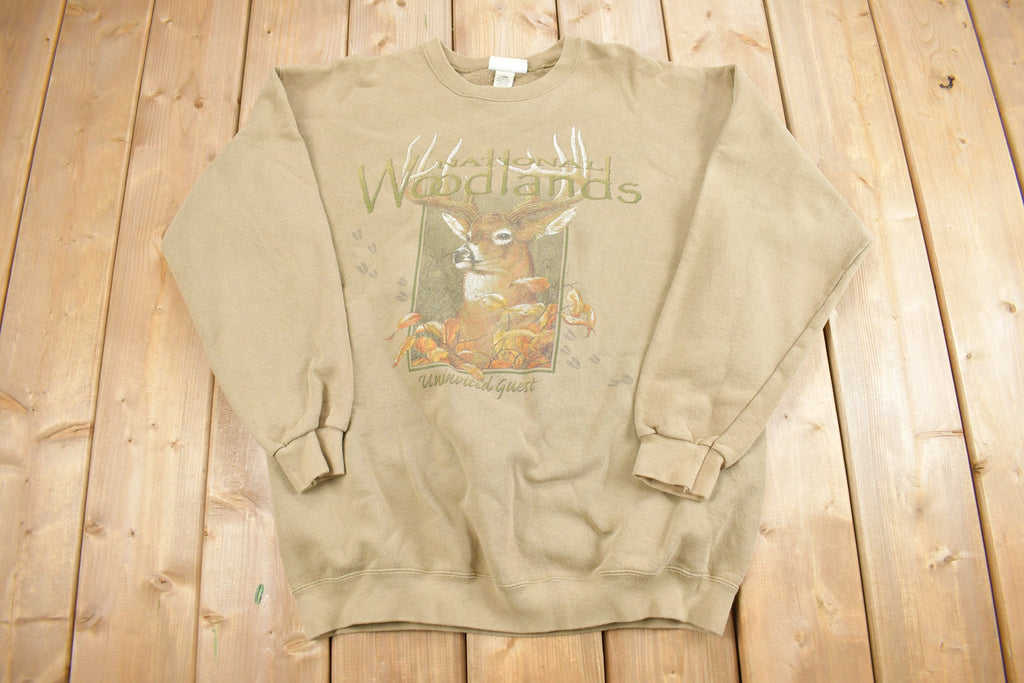 Vintage 1990s National Woodland Deer Graphic Crewneck Sweater