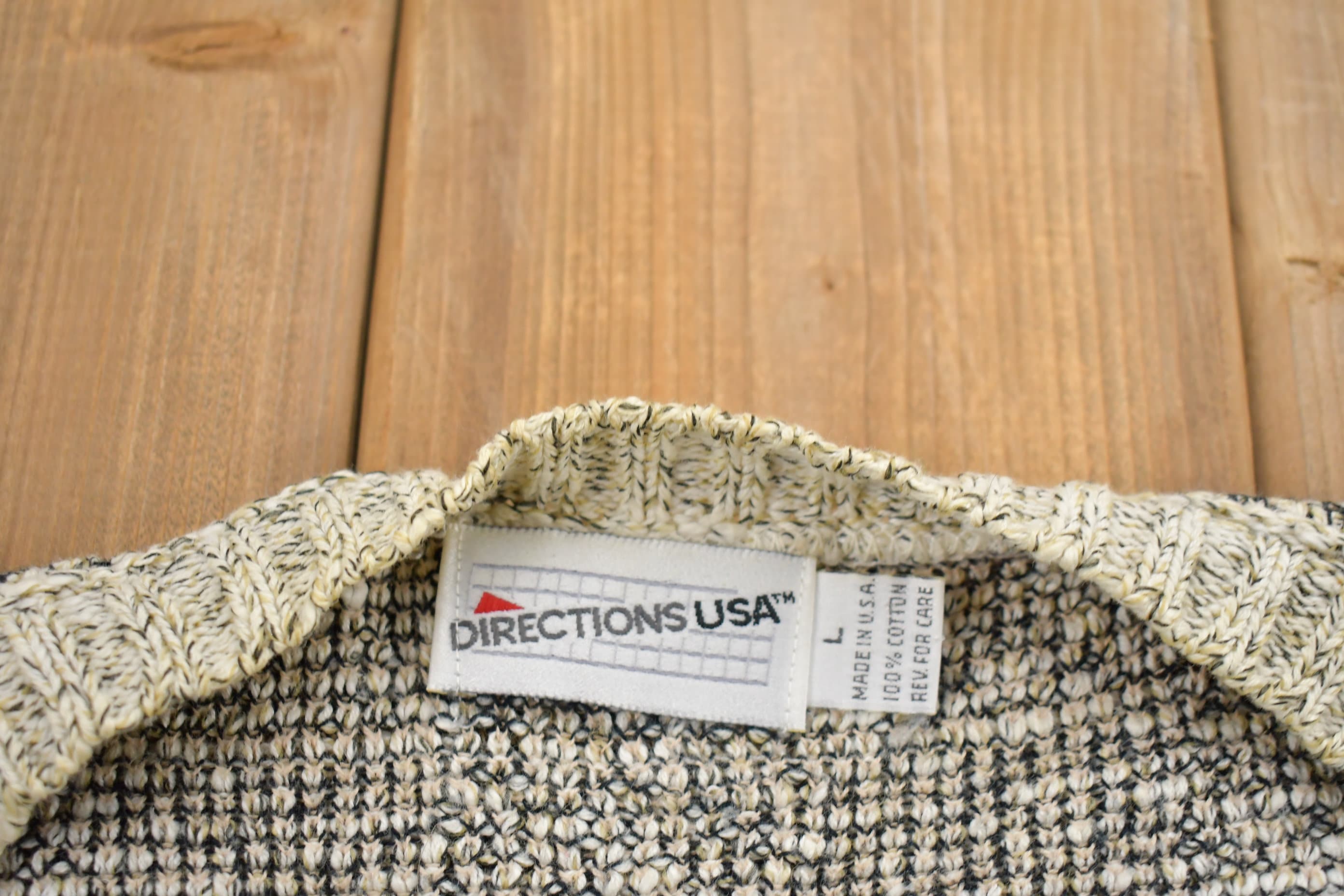Vintage 1990s Directions USA Knitted Sweater  Vintage 90s Cardigan  Pattern Sweater  Outdoor  Hand Knit  Made In USA  90s Cardigan