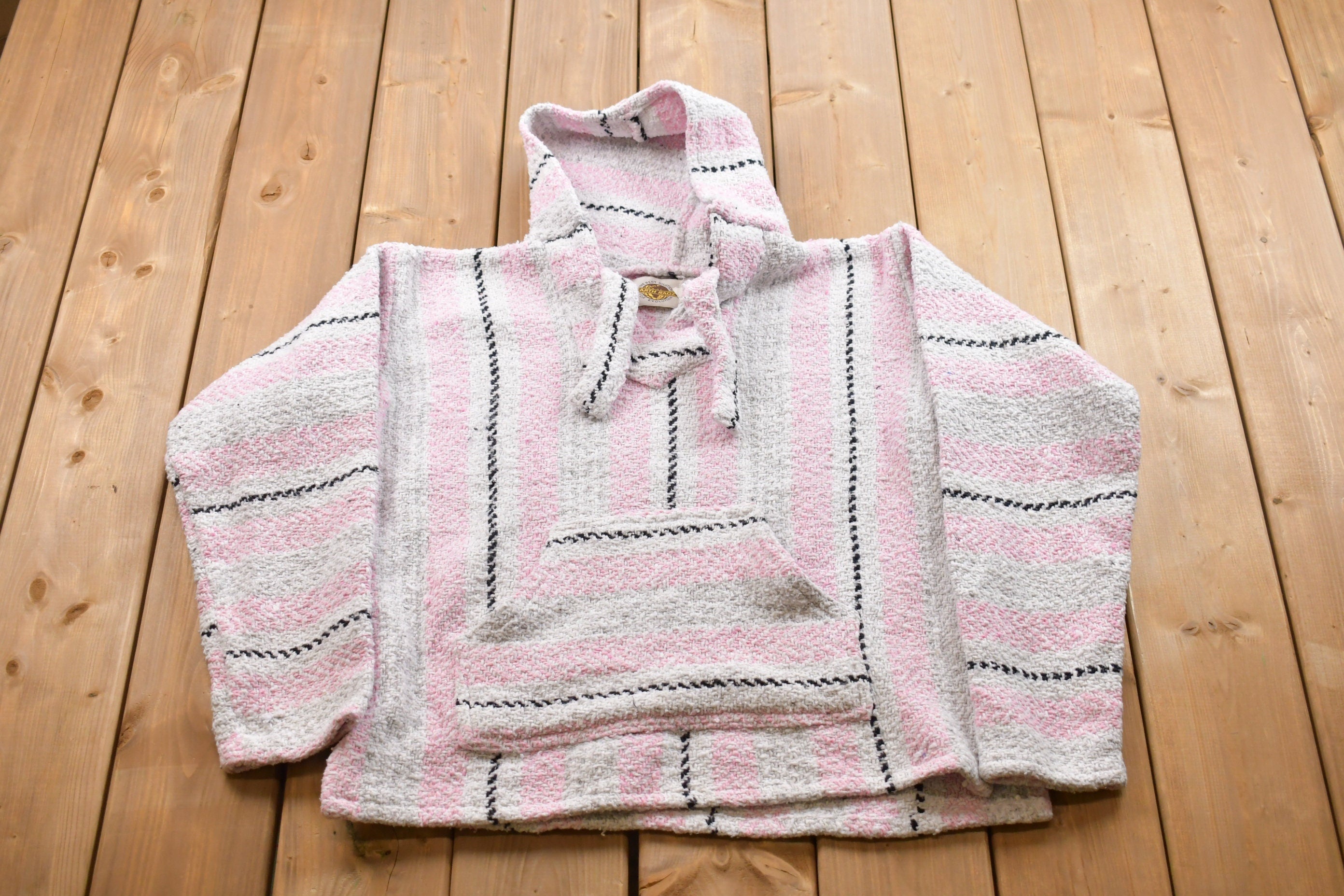 Vintage 1990s Earth Ragz Carpet Hoodie  90s Hoodie  Vintage Sweater  90s  Color Block