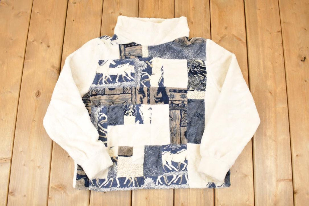 Vintage 1990s Wild Horses Fleece Outdoorsman Sweater Women's L
