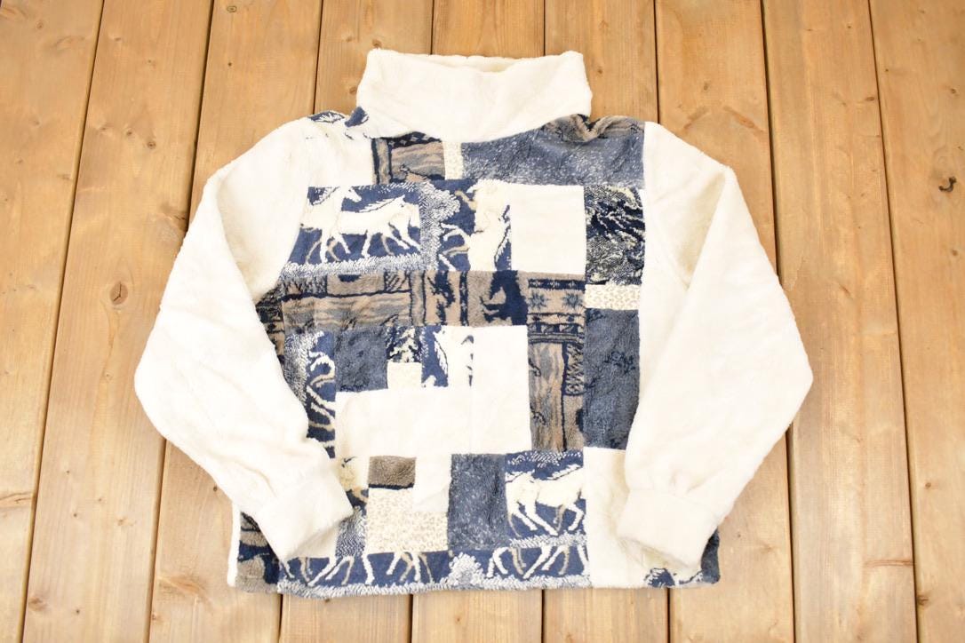 Vintage 1990s Wild Horses Fleece Outdoorsman Sweater Women's L