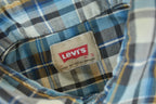 Vintage 1990s Levi's Western Wear Pearl Snap Plaid Button Up Shirt Size M