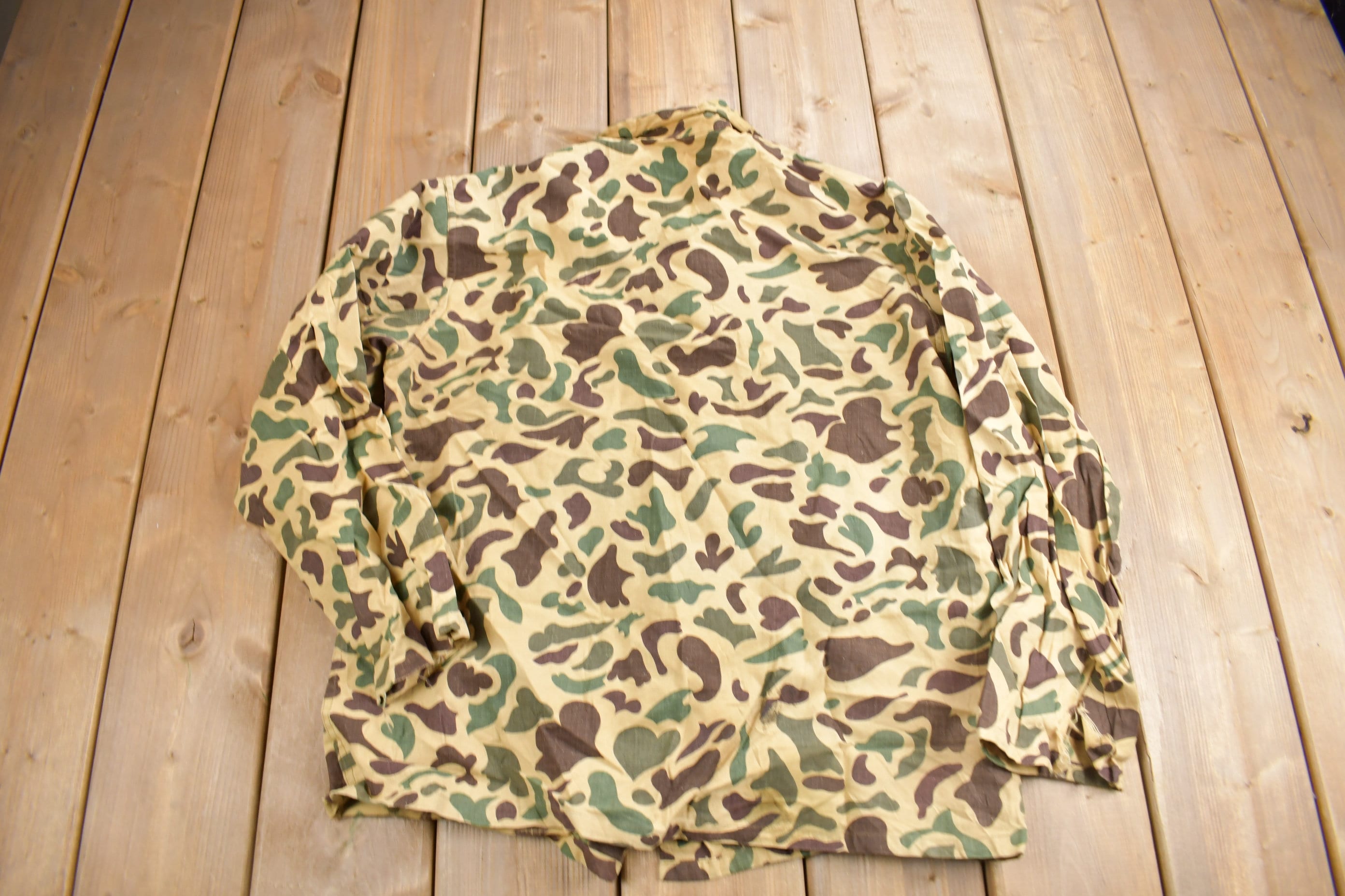 Vintage 1970s Caliber Duck Camo Button Up Shirt