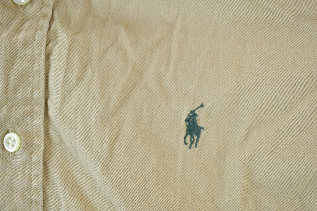 Vintage 90s Polo Ralph Lauren Tan Button Up Shirt