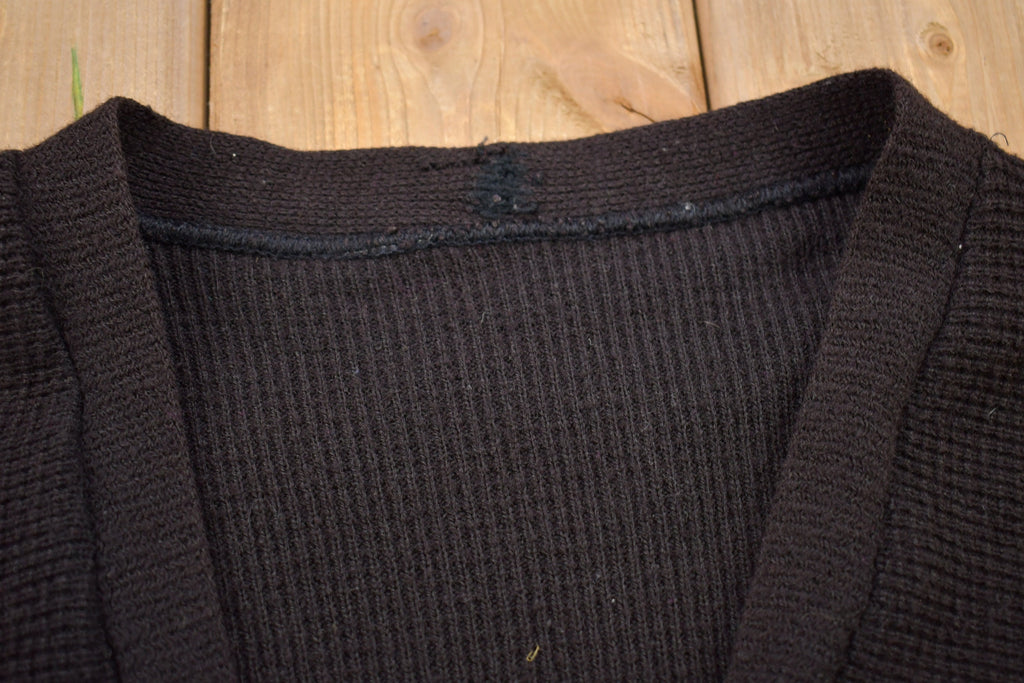 Vintage 1950s Vertical Yellow Racing Stripe Knitted Cardigan Sweater