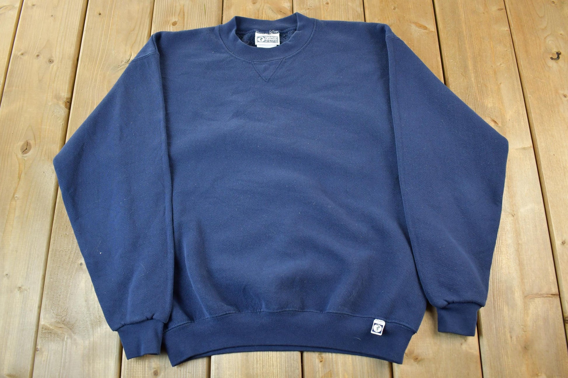 Vintage 1990s Discus Athletic Blank Blue Crewneck Sweatshirt Men's Medium / 90s Crewneck / Essential / Streetwear /