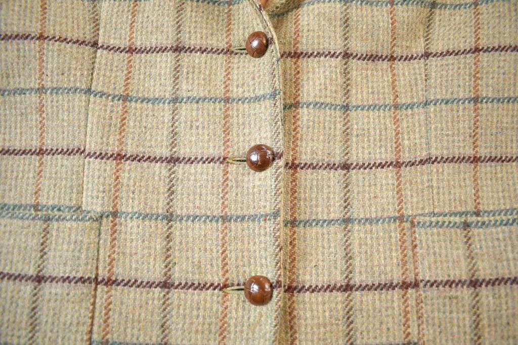 Vintage 1980s Paula Sakes Plaid Wool Silk Lined Blazer