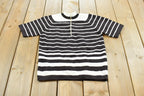 True Vintage 1970s Miss Holly Short Sleeve Quarter Zip Knit Polyester Sweater T-Shirt Womens S /