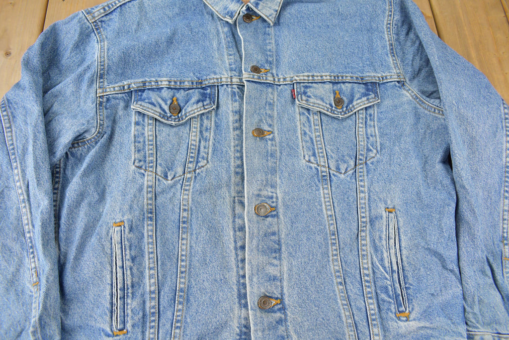 Vintage 1990s Distressed Jean Jacket Size XL  Fall Jacket  90s Denim  Made In USA