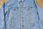 Vintage 1990s Distressed Jean Jacket Size XL  Fall Jacket  90s Denim  Made In USA