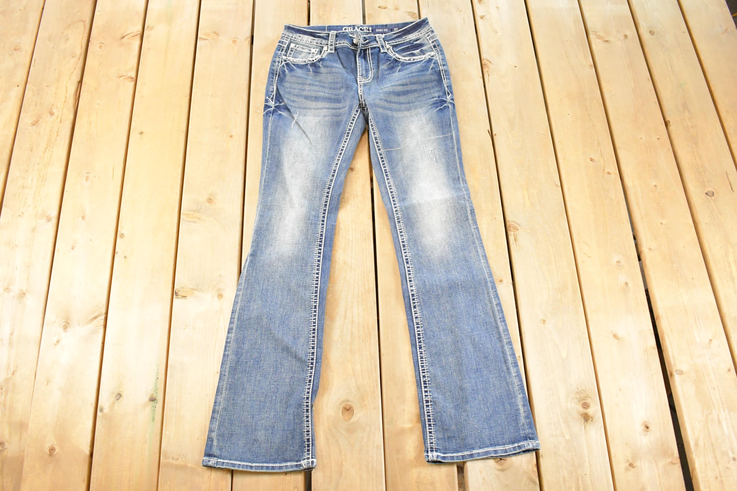Vintage Deadstock Y2K Grace LA Bedazzled Low Rise Jeans Women's Size 27 x 32