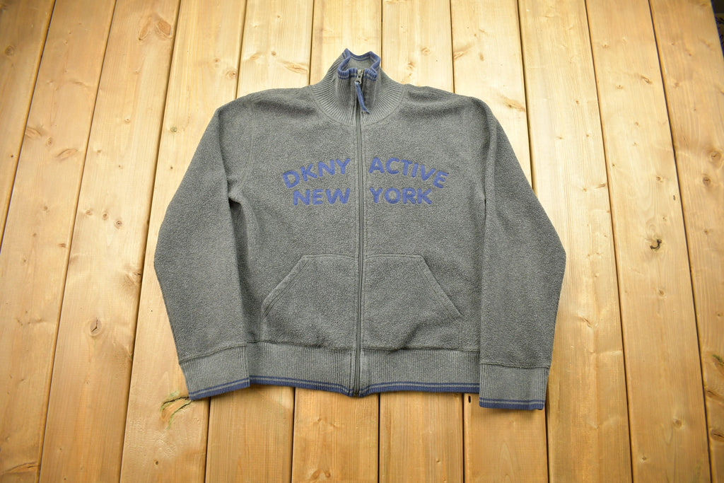 Vintage 1990s DKNY Active Fleece Zip Up Sweater