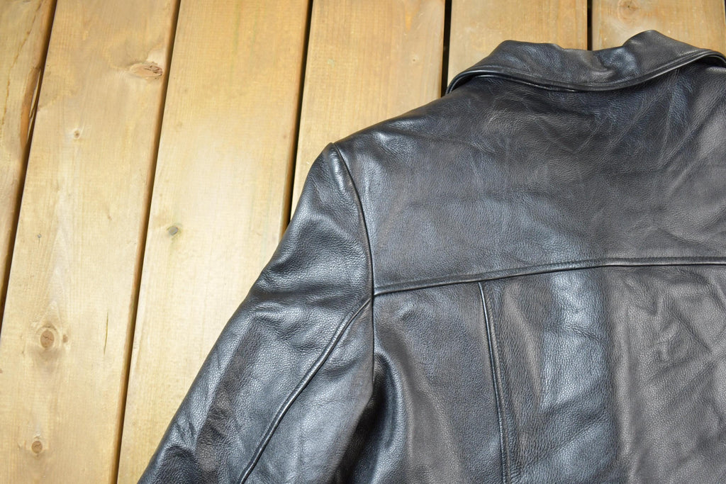 Vintage 1990s Danier Mens Full Length Heavy Leather Coat