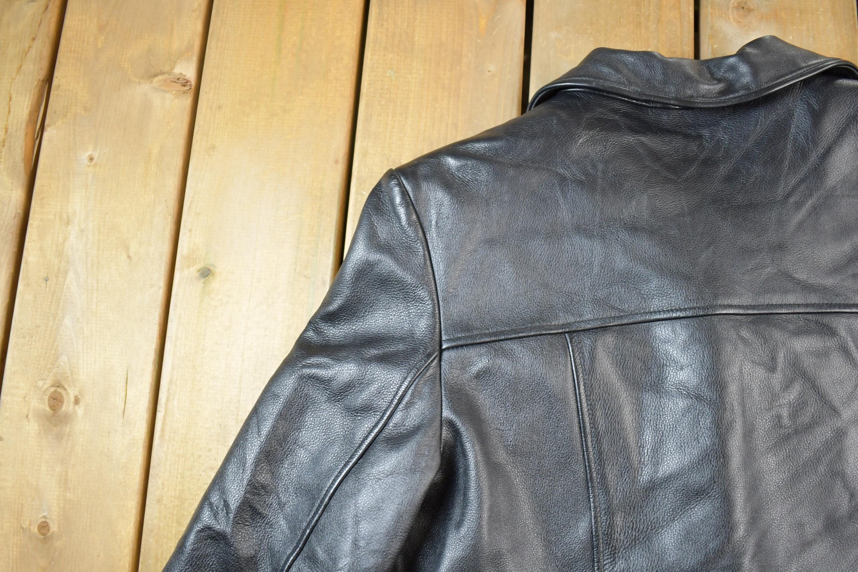 Vintage 1990s Danier Mens Full Length Heavy Leather Coat