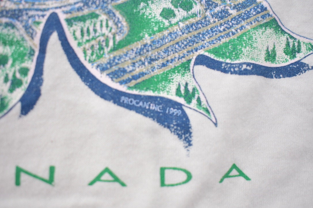 Vintage 1999 Toronto Canada Leaf Map Souvenir T Shirt