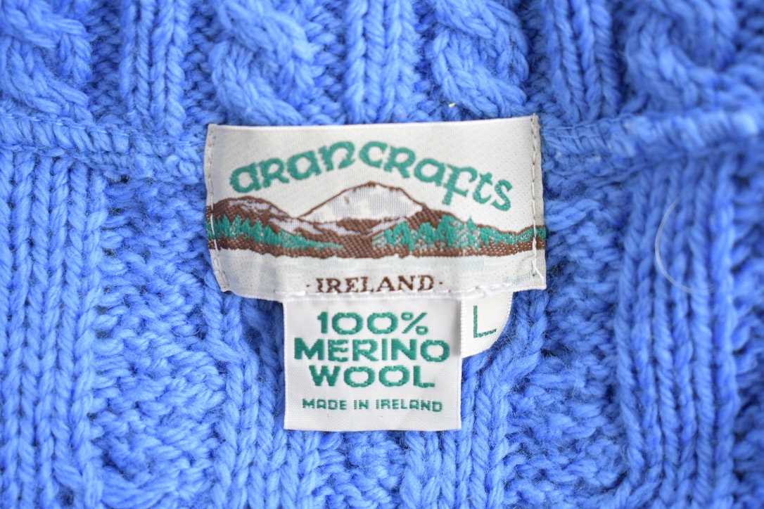 Vintage 1990s Aran Crafts 100% Merino Wool Knit Sweater
