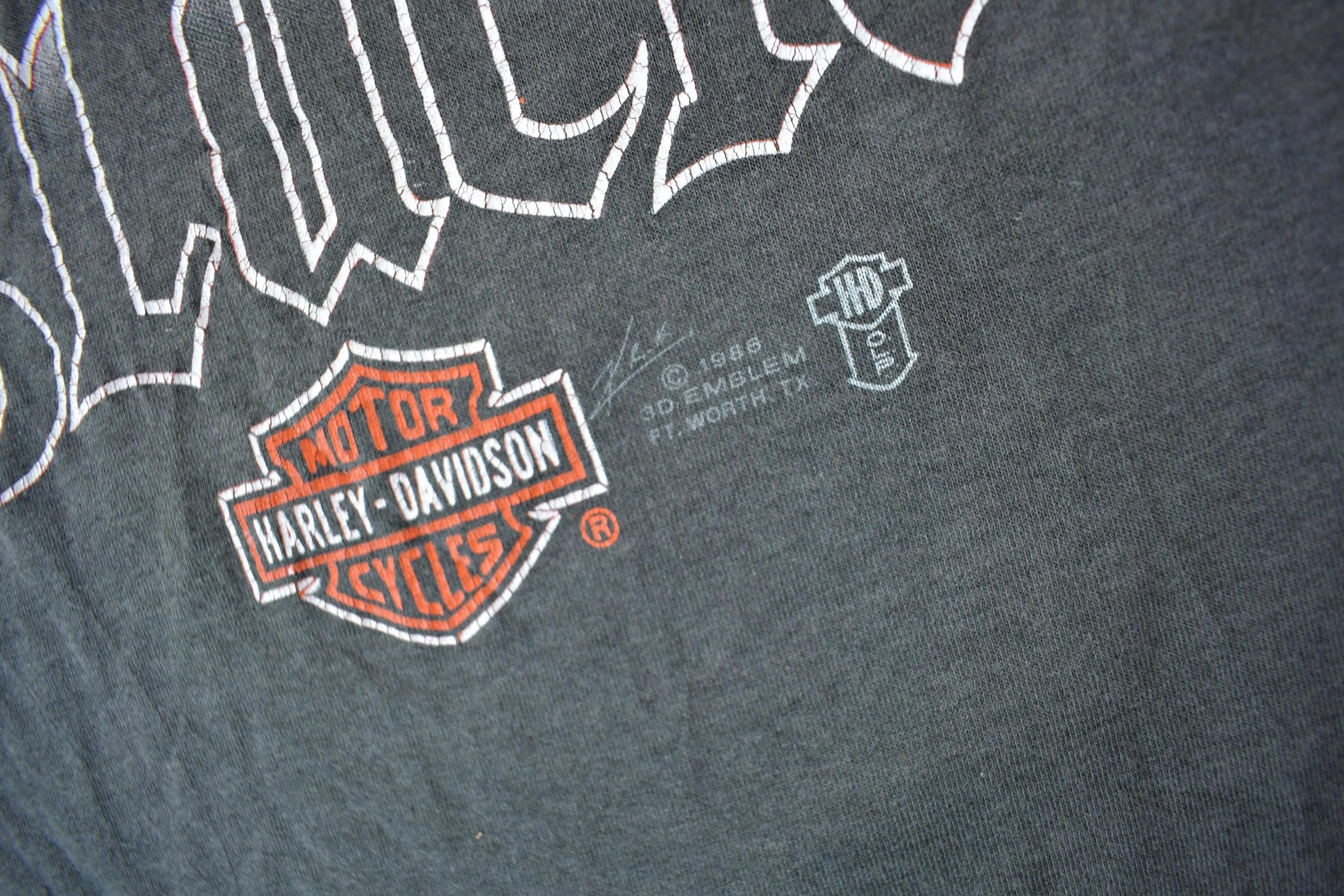 Vintage 1986 Harley Davidson Good guys Wear Black 3 Emblem T-Shirt / Single Stitch / Made In USA / Biker Tee / Souvenir T Shirt