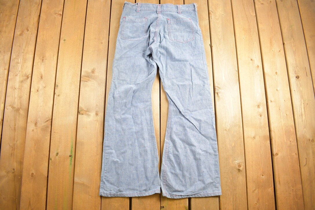 Vintage 1980s Baggy Flare Denim Jeans Size 35 x 31
