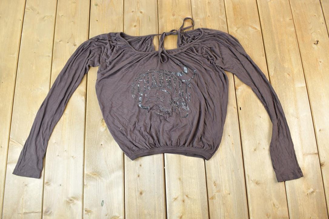 Women Vintage Vigoss Y2K T-Shirt / Vigoss Grunge Skull Print / Contrast Stitch / Internet Famous Clothing / Over Dyed / Y2K Bedazzled