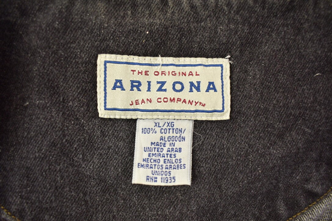 Vintage 1990s Arizona Jean Company Hot Air Balloon Embroidered Denim Vest