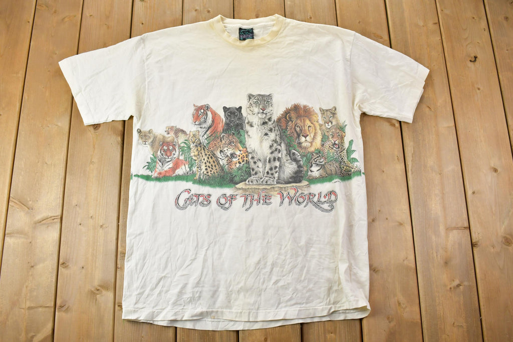 Vintage 1990s Habitat Cats Of the World Theme Graphic T-Shirt